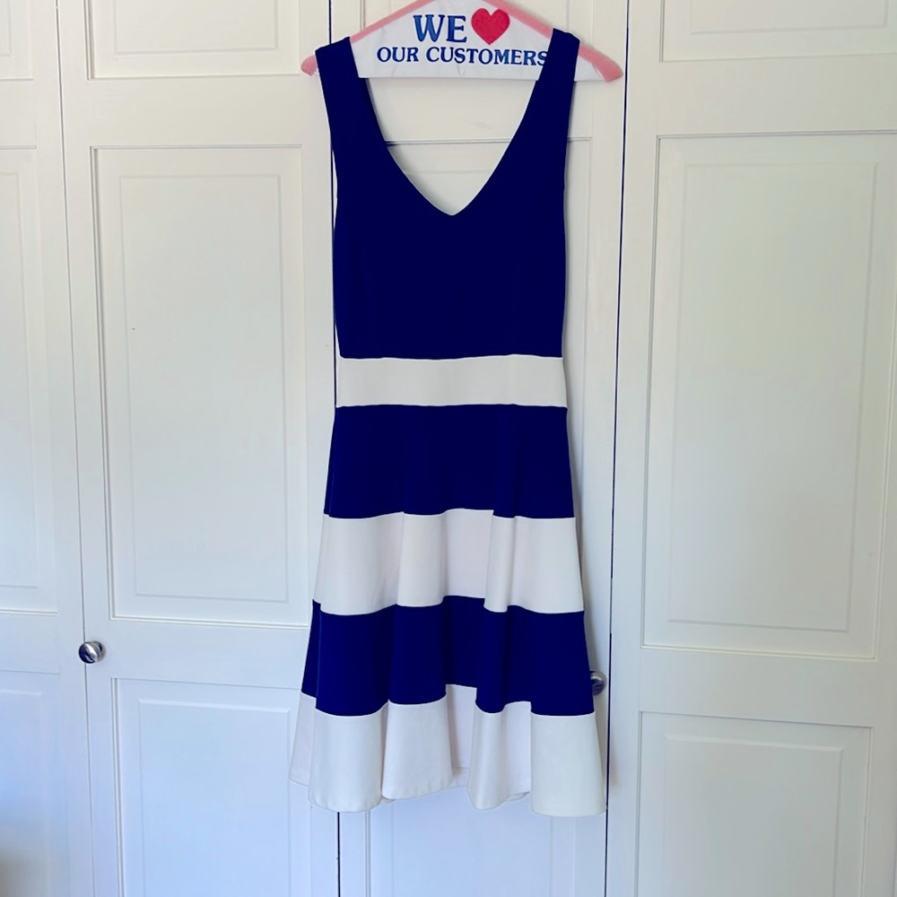 Felicity & Coco Navy and White Dress - Size Small